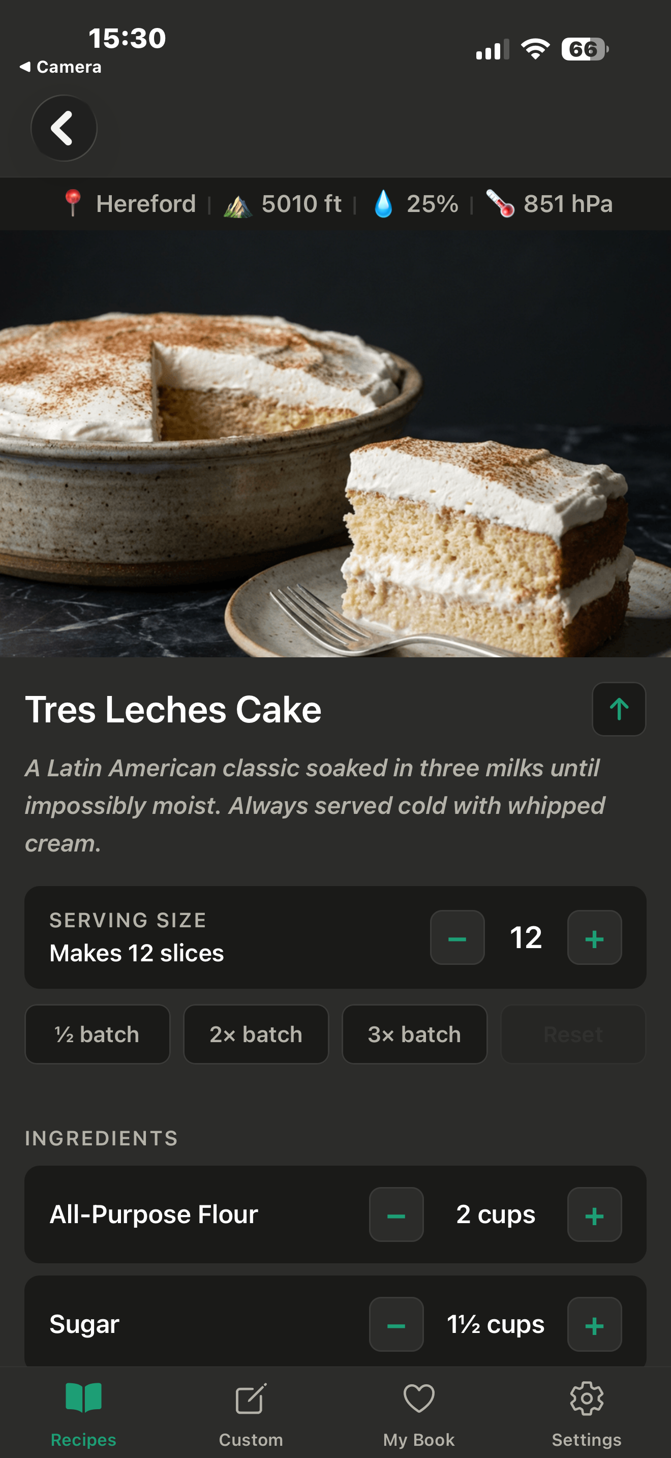 PeakBake recipe with hero image